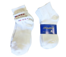 6 Pairs Womens Ankle Socks White or flip for USA and Flag 9-11
