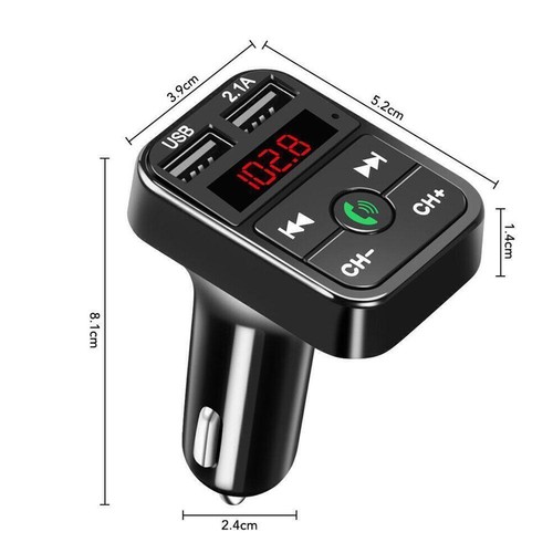 Dual USB Bluetooth Ladegerät KFZ Adapter FM Transmitter T0F6 J1R8 Radio MP3 U0B2 - Bild 9 von 12