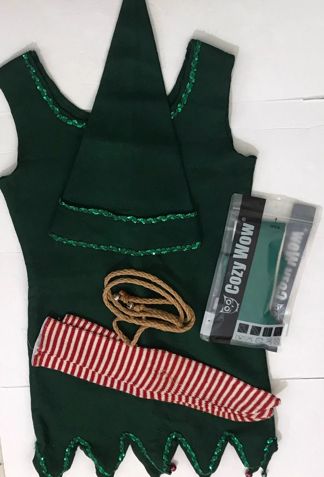 Disfraz de Elfo para Mujer Talla S-M 6 Piezas Fieltro Jingle Bells Vacaciones Juegos con disfraces Hecho en Casa Foto 2 de 4