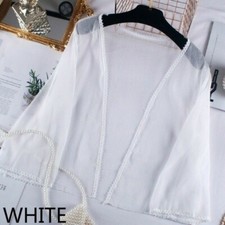 Donna Chiffon Cardigan Trasparente Kimono Cappotto Giacca Camicetta Top Estivo
