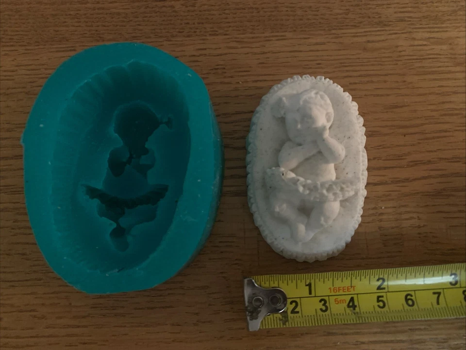 "MOLDE DE GOMA de silicona pequeño bebé niña dormida L: 3"" X2"" YMK-(S3036)" Foto 2 de 4