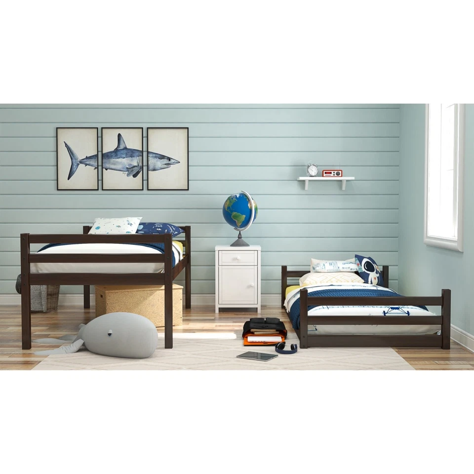 Litera convertible Campbell Wood Twin Over Twin Floor, rosa claro Foto 2 de 3