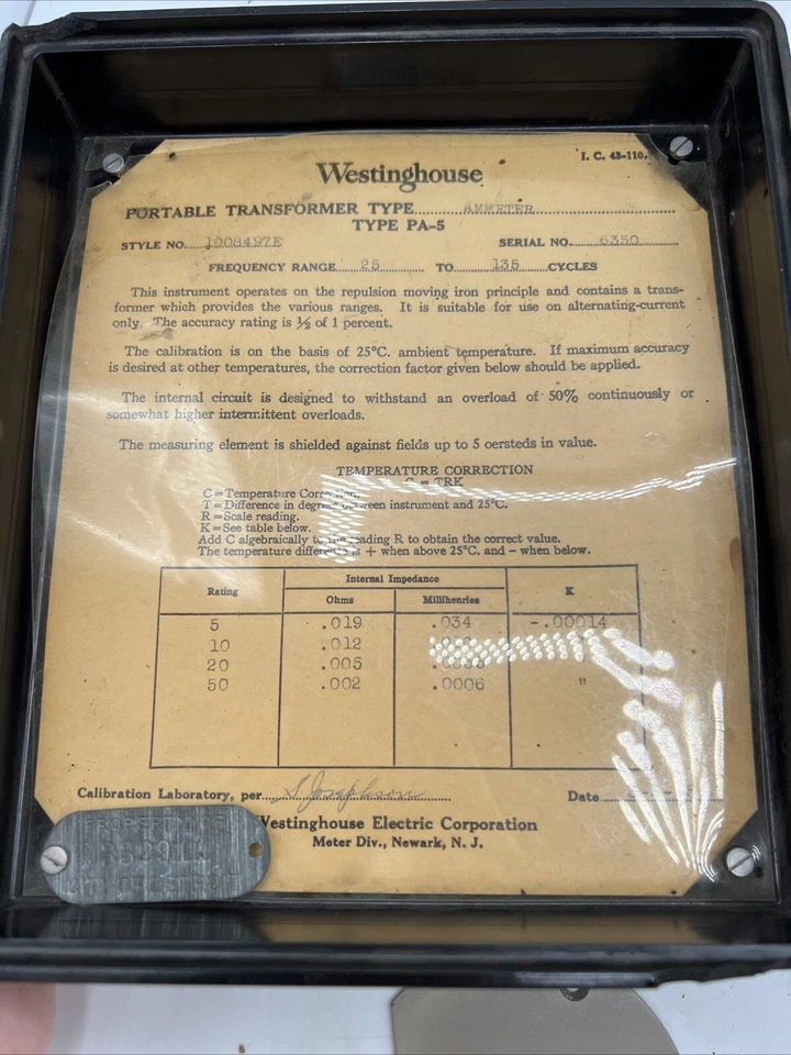 Transformador portátil Westinghouse tipo AMÍMETRO tipo PA-5 frequência 25-135 ciclos - Imagem 3 de 4