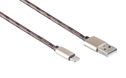 USB Kabel USB A auf 8-PIN Stecker 8 PIN schnelles Laden & Daten Nylon braun 2 m - Afbeelding 1 van 1