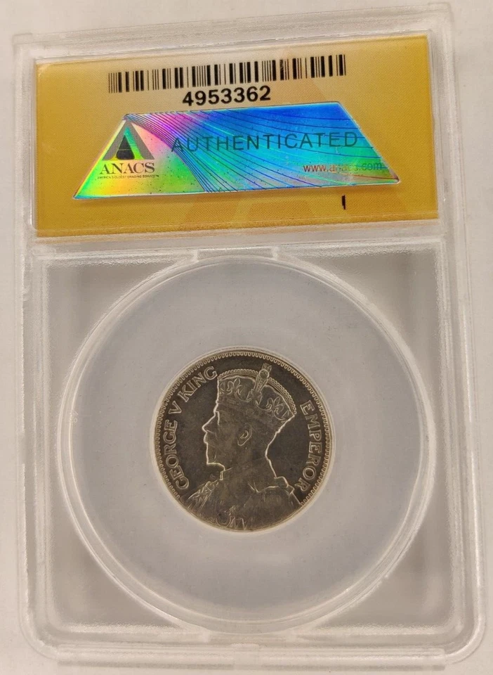 1935 New Zealand 1 Shilling Graded AU53 ANACS Rare High Grade Key Date Coin 2B - Image 2 of 4