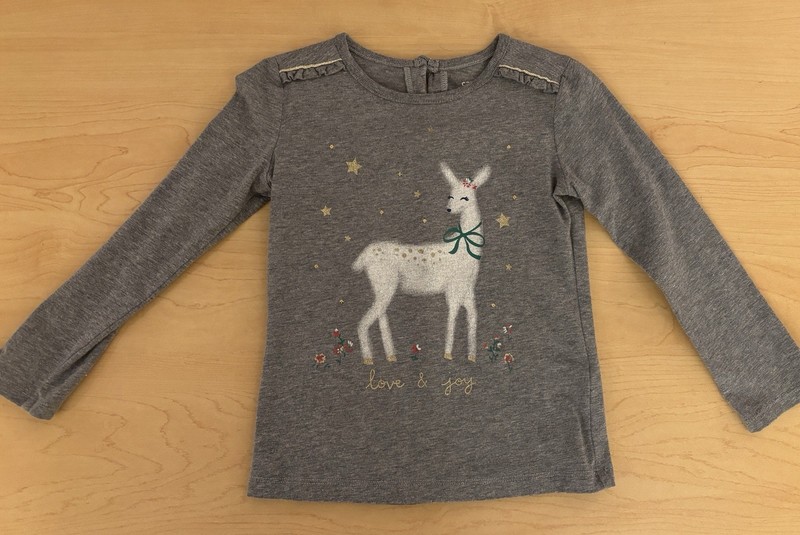 Carter's Girls Gray 3T Long Sleeve T Shirt Deer Love & Joy Holiday & Christmas