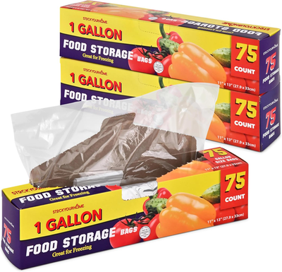 #ad 1 Gallon Food Storage Bags with Twist Ties 225 Count Bulk Freezer Storage Bags $23.99