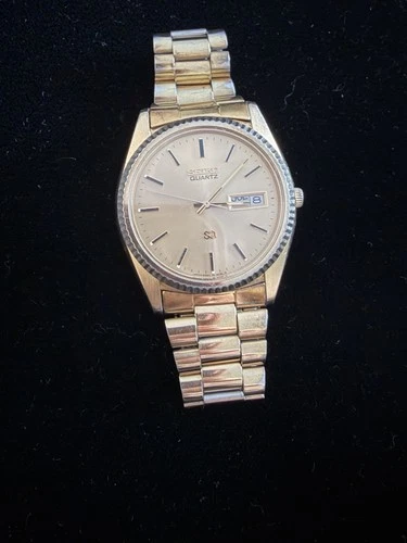 Vintage Seiko Quartz 6923-8089 Gold Tone Men's Watch Day/Date Japan