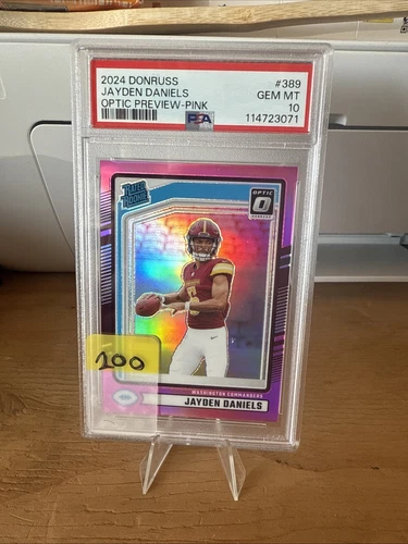 2024 Panini Donruss - Rated Rookie Jayden Daniels #389 Optic Preview Pink Prizm