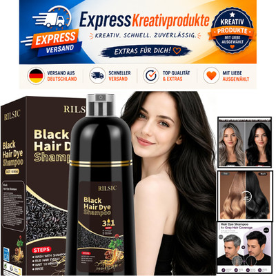 Haarfärbeshampoo 500 ml Schwarz Dunkelbraun 3in1 Anti Grau
