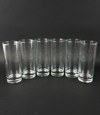 Jack Daniels Whiskey Highball Cocktail Glasses Embossed Old No. 7 Set of 6 New
