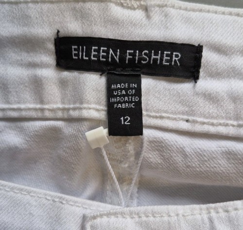 Eileen Fisher weiße schmale Knöcheljeans mittlerer Bund Damengröße 12 Bio-Baumwolle NEU 178 $ - Bild 10 von 13