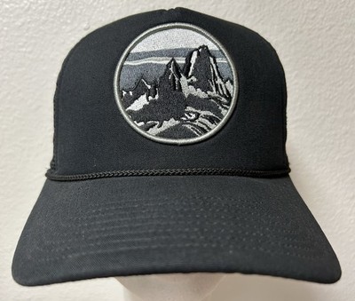 Patagonia Fitz Roy Mountains Skyline Patch Rope Snapback Hat Black Rare FA13