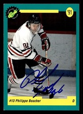 Philippe Boucher 1991 Classic Draft Picks #11 Buffalo Sabres AUTO HAND SIGNED