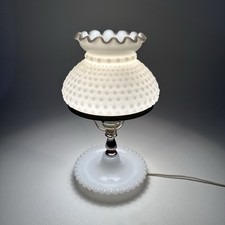 Vintage Hobnail White Milk Glass Hurricane Ta...