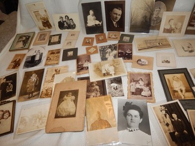 Vintage 1880's Lot of 58 Old Photographs Portraits Photos, Some Are Signed CDV