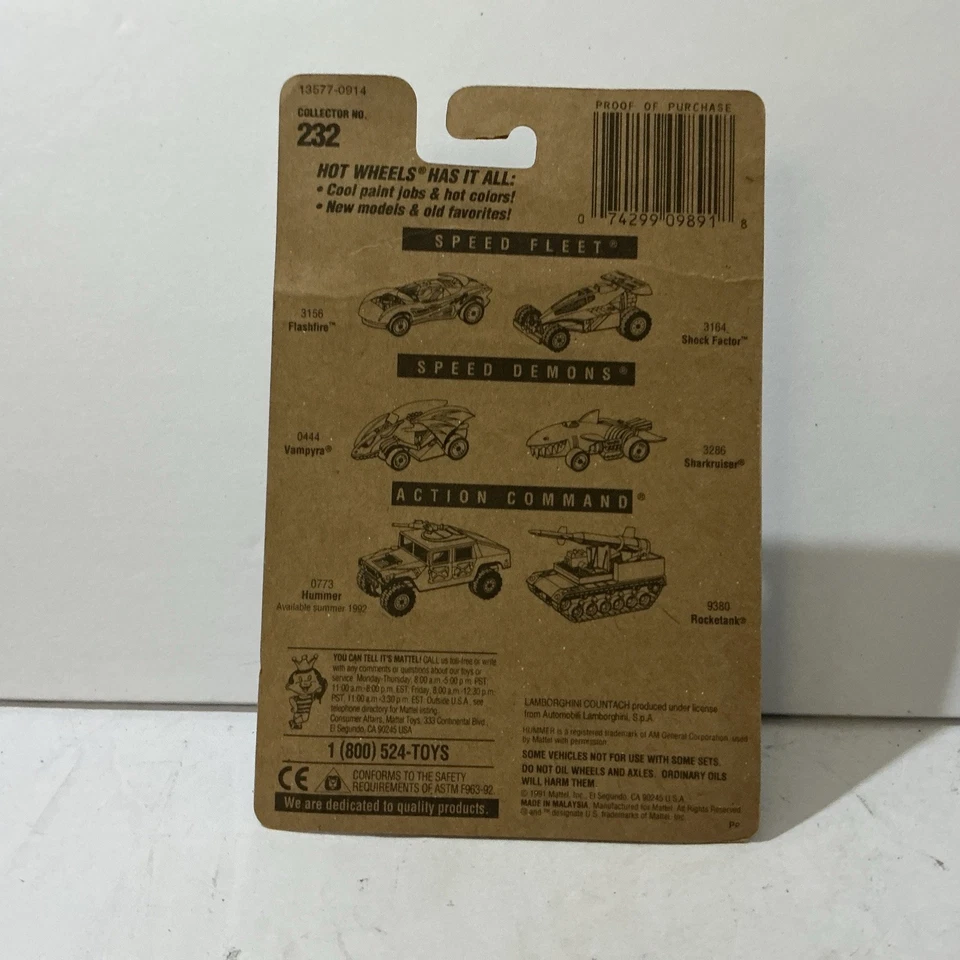 1991 风火轮兰博基尼 Countach 收藏家 #232 金牌速度红色复古 — 第 2/4 张图片