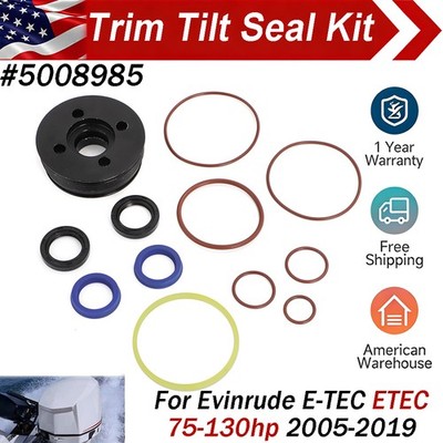 For Evinrude ETEC Trim Tilt Rebuild Kit w/ End Cap Fix Leak 60-130HP Single Ram