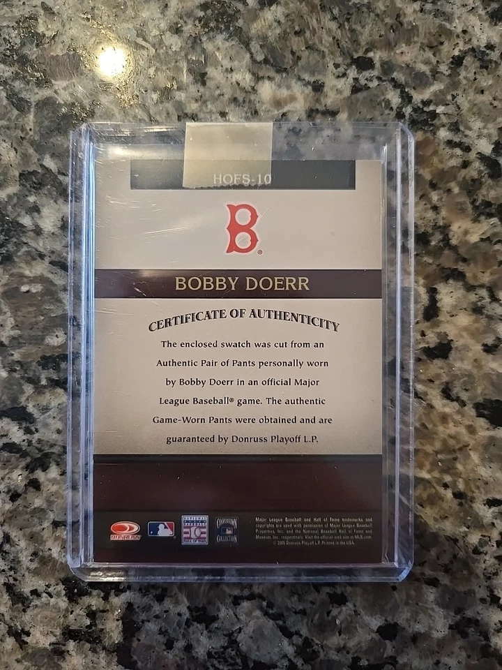 2005 Donruss Greats Bobby Doerr Auto Inscription Jersey - Image 2 of 2