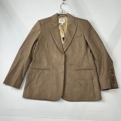 TWP Sweat Pea Pinstriped Wool Blend Blazer Women's Size S Timber Wolf
