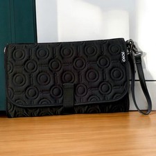 OiOi Travel Change Mat Clutch Quilted Black Baby Shower Gift Pockets Easy Clean