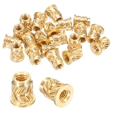 20 Pcs M3 x 6.3mm H x 4.6mm OD Brass Knurled Flange Threaded Inserts