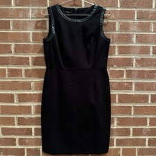Talbots Dress Black Size 4P Leather Trimmed Shift Business Office Formal