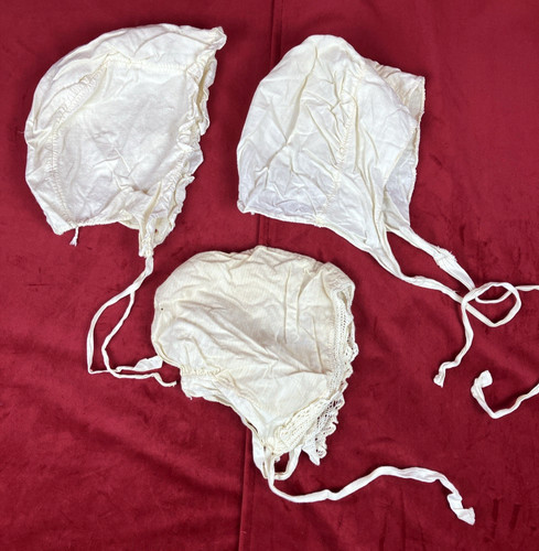 Antique 1800 - 1840s Regency Sleeping Bonnet Cap Lot Farm Primitive Country