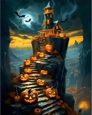 Halloween Paint by Numbers Kit for Adults - Castles Adult Paint by Number Kits W