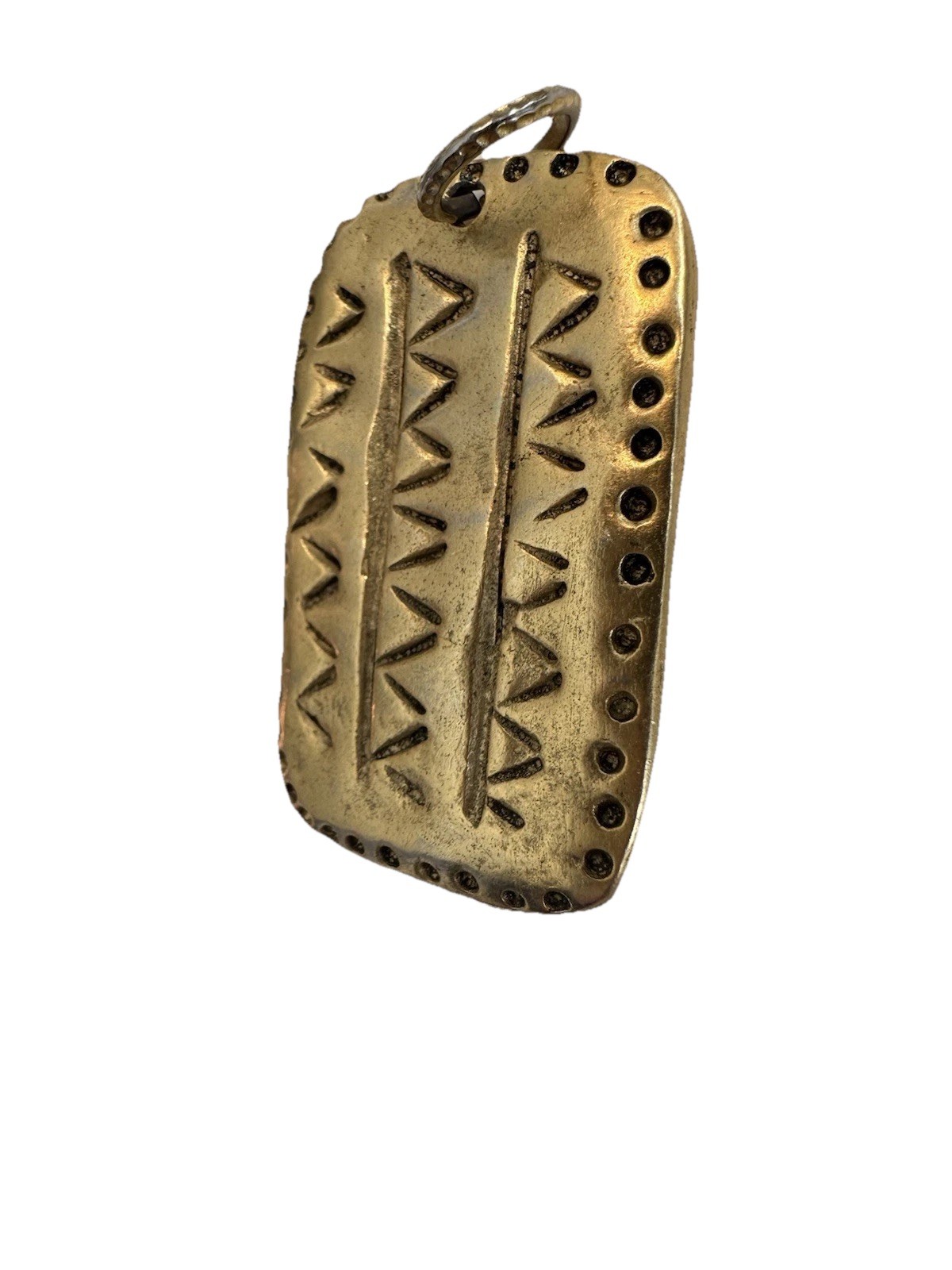 Vtg Aztec Inspired Gold Tone Rectangular Pendant … - image 3