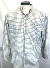 Chaps Men's Dress Shirt Medium 16-33 Check Easy Care Button Up/Down Long Sleeve