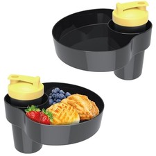 Car Seat Snack Tray for Kids: Kids Car Tray with Cup Holder, 2pcs Black