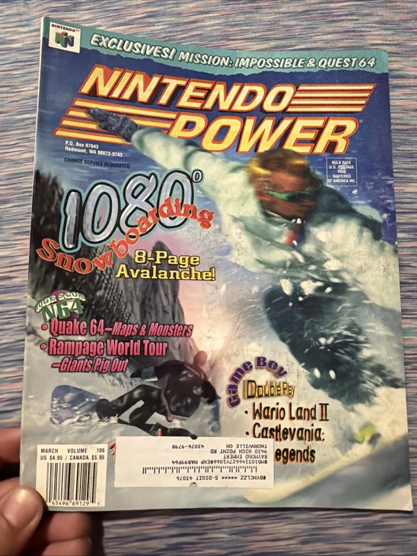 Nintendo Power Volume 106 1080 Snowboarding Magazine GREAT Shape w/ Poster
