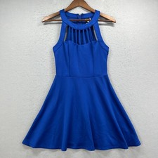 Trixxi Fit & Flare Mini Dress Women 5 Royal Blue Cut Out Cocktail Skater Party