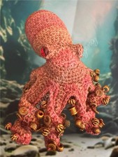 Ollie  Handmade Crochet Octopus Plush  Amigurumi Sea Creature  Pink  Copper