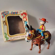 Rare 1960s Vintage Tin Cowboy Wind-Up Toy Japan Western Retro Figure 5612MT
