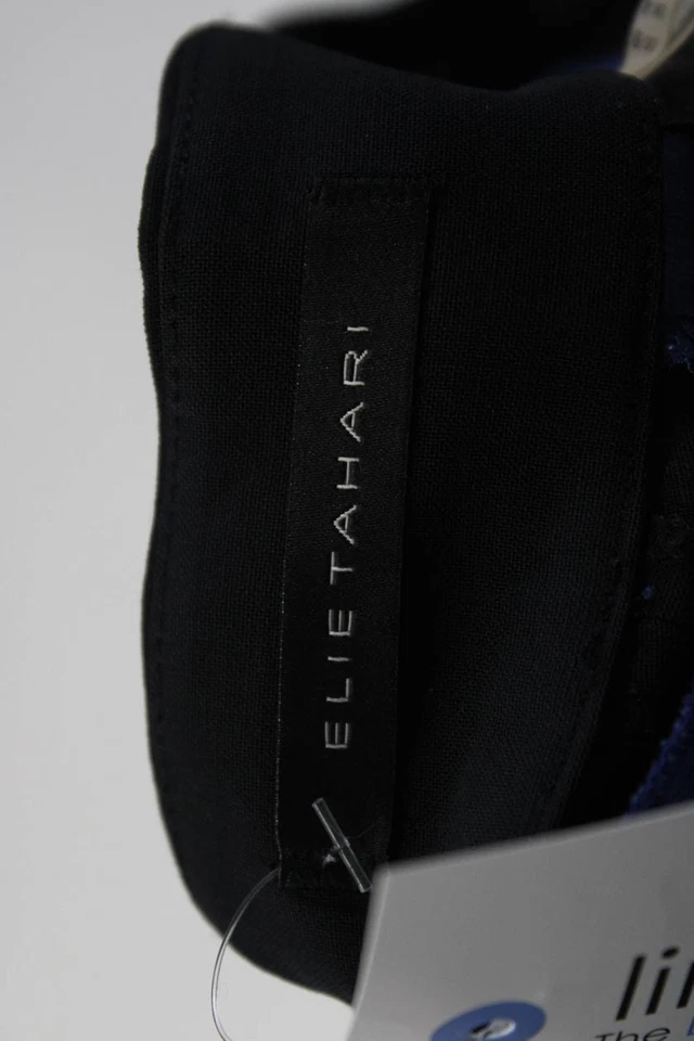 Pantalón Elie Tahari Mujer Cremallera Mosca Tiro Medio Plisado Azul Marino Talla 0 Foto 4 de 4