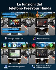 Navigatore 5 Pollici Touchscreen CarPlay Android Auto Moto Assistenza GPS - Miniatura 5