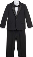 Nautica Little Boy's Tuxedo Set with Jacket Pant Shirt and Bow Tie Suit Black 7