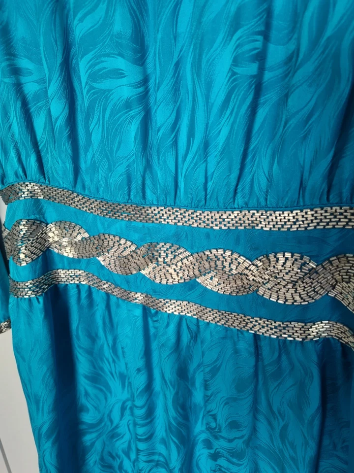 Vestido Vintage Turquesa Nordstrom Town Square Seda Con Lentejuelas Talla 10 (12) Foto 3 de 4