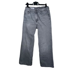 Zara Kids Girl Wide Leg Grey Jeans Mid Rise Adjustable Waist Size 13-14 Cotton