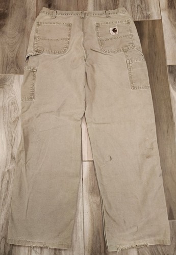Vintage Carhartt Canvas Pants 36×34(34) B11 DES Desert Tan Carpenter Thrash