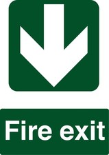 Fire Exit Arrow Down Green Fire Evacuation Signage Acrylic Or Vinyl Sign