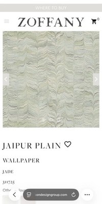 Wallpaper ZOFFANY Jaipur Plain Jade , 60 sq ft bolt (9 Total Bolts)