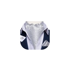 Ascot Ties For Men 3 PCS Wedding Jacquard Silk Cravat Pocket Square