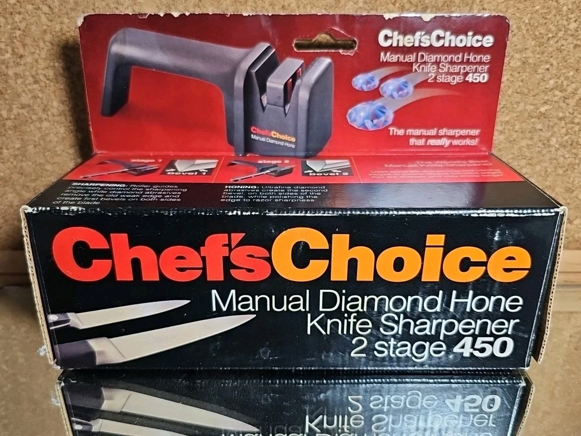 Chef's Choice 2-Stage Manual Diamond Hone Knife Sharpener Model 450 Open Box