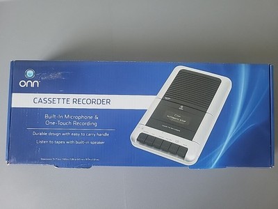 Onn Cassette Recorder Player External Microphone One Touch Recording AC Adaptor