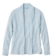 LL Bean women's XL softflex flyaway cardigan in light blue. Read