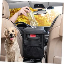 Hanging Car Trash Bag Can with Lid, Collapsible Car Garbage Bag with Pockets,