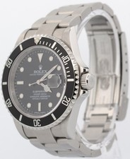 Rolex Submariner Date Black REHAUT Stainless Steel 40mm NO-HOLES Watch 16610 3